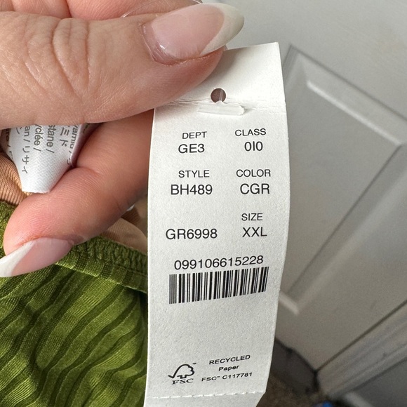 J. CREW NWT Wide Rib Curved Waist Cheeky String Bikini Bottom With Rings Green - Picture 4 of 8